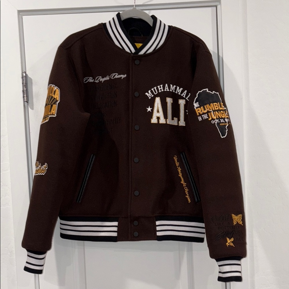 Shoe Palace Muhammad Ali Brown Varsity Jacket size M